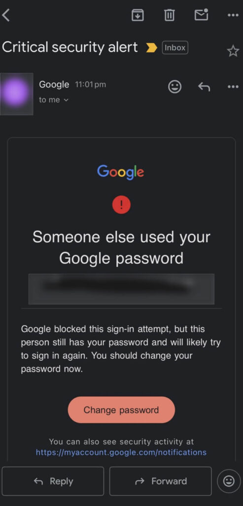 Google critical security alert